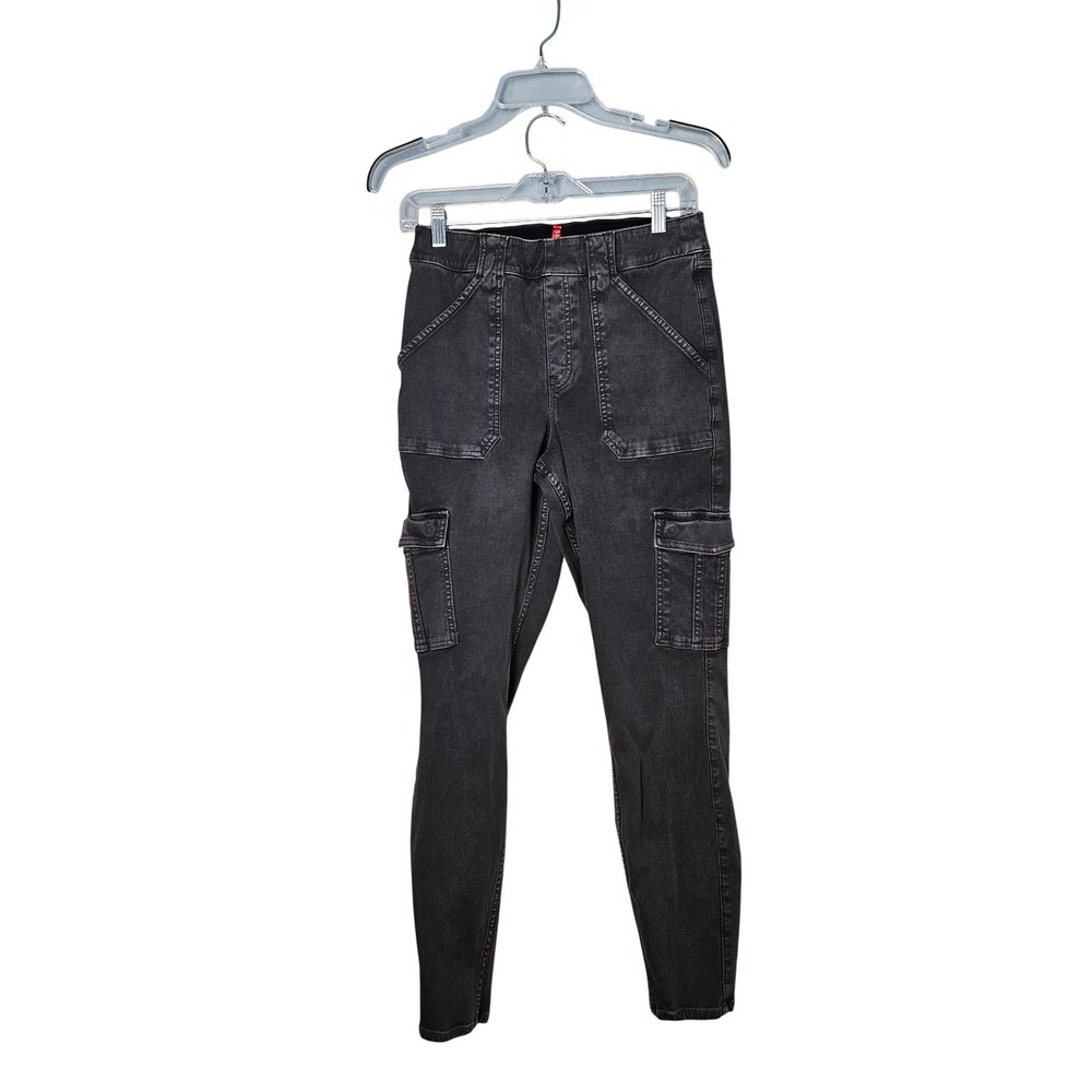 Spanx Stretch Twill Ankle Cargo‎ Pants Washed Black Womens Large
